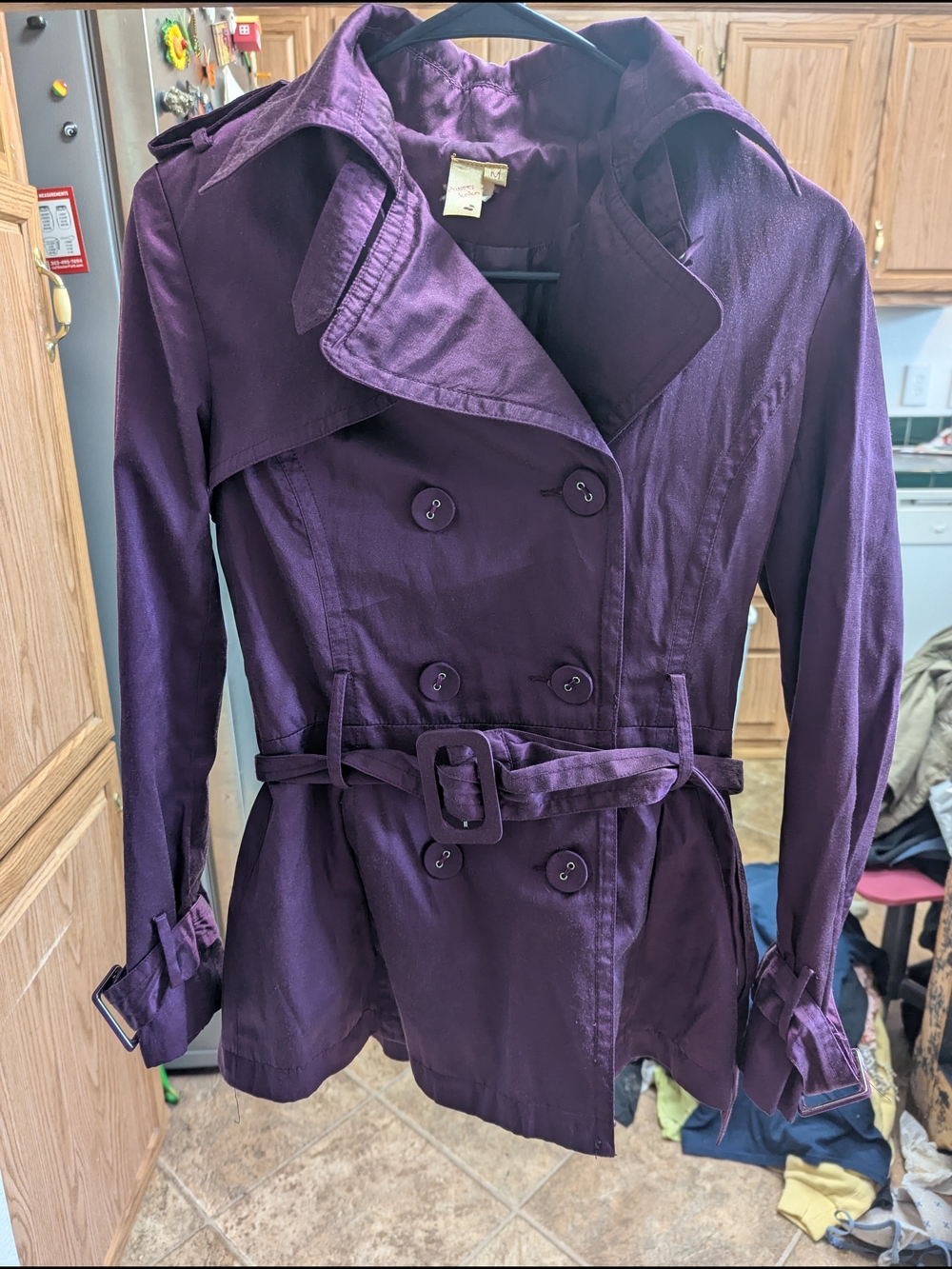 Women's Purple Double-Breasted Trench Coat